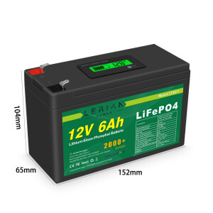 LiFePO4 Akku 12V 6Ah Lithium-Eisen-Phosphat Batterie...