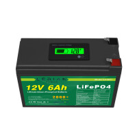 LiFePO4 Akku 12V 6Ah Lithium-Eisen-Phosphat Batterie für Camping Boot Solar Caravan Wohnwagen