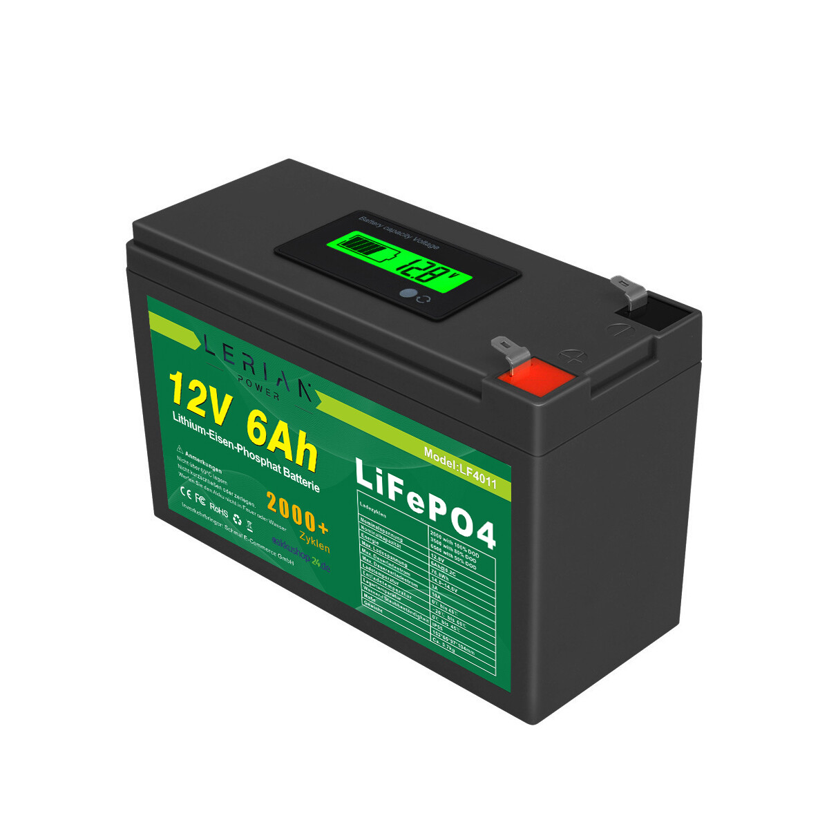 Hysincere 12V 6Ah LiFePO4 Akku – Leicht, Langlebig, Mit BMS Für Alarme, Kinderfahrzeuge & Mehr
