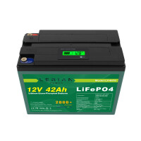LiFePO4 Akku 12V 42Ah Lithium-Eisen-Phosphat Batterie für Camping Boot Solar Caravan Wohnwagen