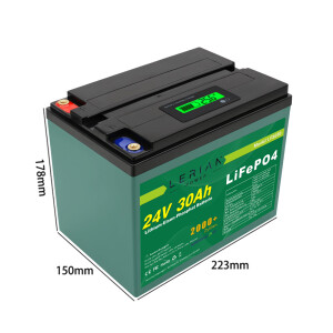 LiFePO4 Akku 24V 30Ah 30A 720Wh Lithium-Eisen-Phosphat Batterie für Camping Solar