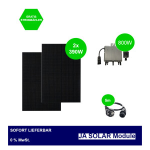 Balkonkraftwerk 780W/600W Komplettset 390W Module, 600W Micro-Inverter PV Solaranlage 0% MwSt. 