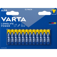 12x Varta Longlife Power 4903 Micro AAA Batterie 1,5V 1260mAh LR03