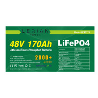 LiFePO4 Akku 48V (51,2V) 170Ah 200A Lithium-Eisenphosphat Batterie für Camping Boot Caravan Wohnwagen Elektromobile Golfwagen