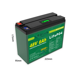 LiFePO4 Akku 48V (51,2V) 6Ah 10A Lithium-Eisen-Phosphat Batterie für Camping Boot Caravan Wohnwagen Elektromobile Golfwagen